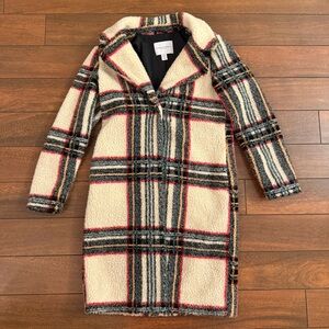 Carolina Belle Cream and Black Plaid Pea Coat
